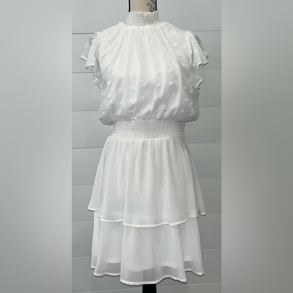 Savanna Jane White Lace Ruffle Dress